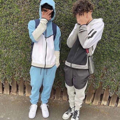 Men's Fashion Zipper Long Sleeve Trousers Set