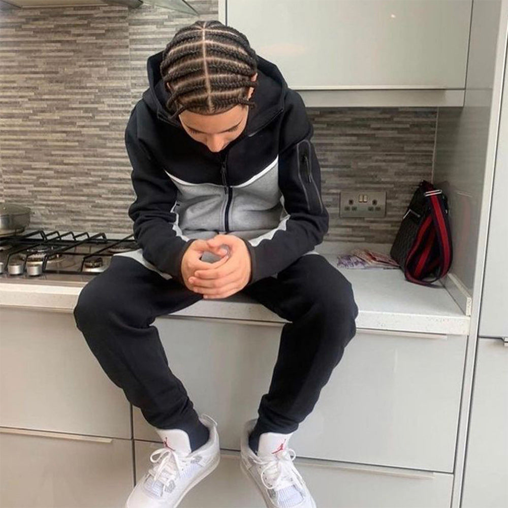Men's Fashion Zipper Long Sleeve Trousers Set
