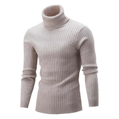 Autumn/Winter Men's Turtleneck Solid Color Knit Pullover Sweater