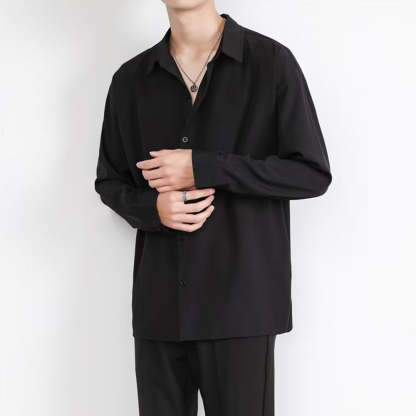 Loose Men's Comfortable Casual Solid Color Long Sleeve Shirt