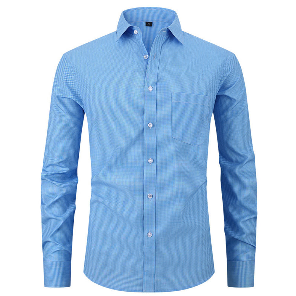 Check Print Business Casual Stretch Long Sleeve Shirt