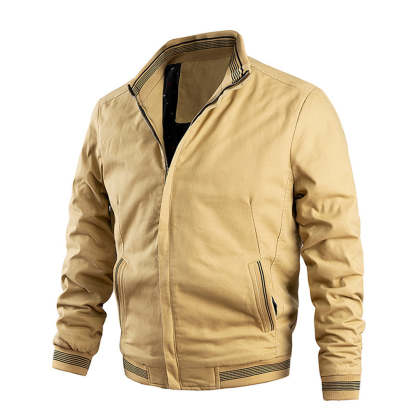 Fashion Men's Rib Neck Solid Jacket