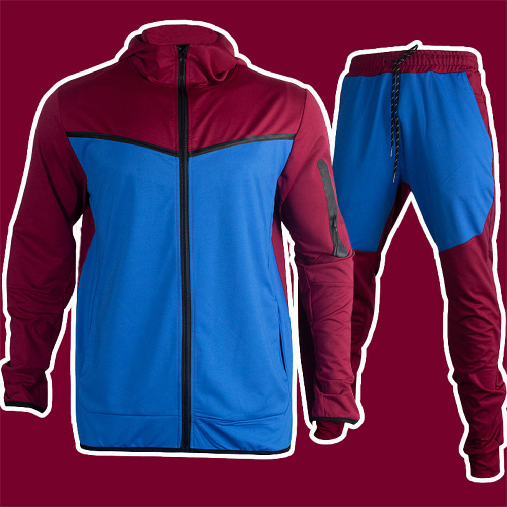 New Men's Fashion Contrast Color Casual Sports Suit