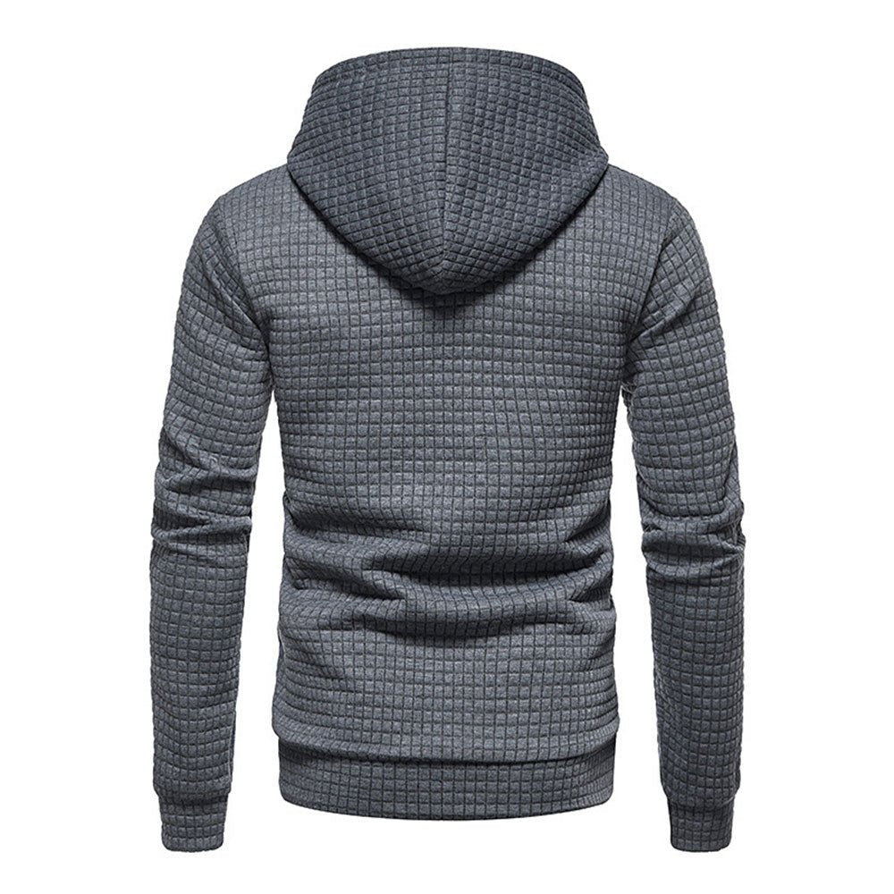 New Men's Fashion Check Casual Pocket Pullover Hoodie