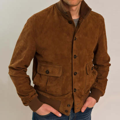 Men's Fashion Slim Fit Solid Color Stand Collar Jacket