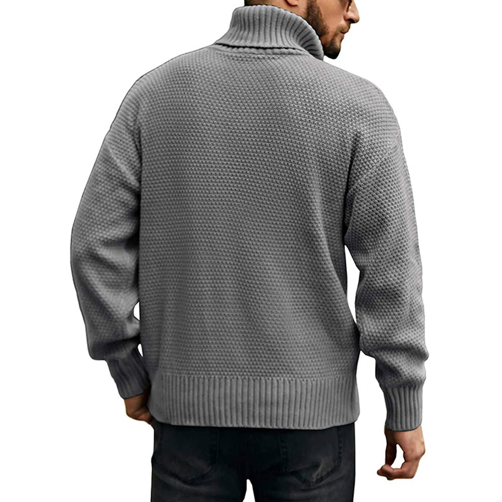 Men's Solid Color Long Sleeve Knit Turtleneck Sweater