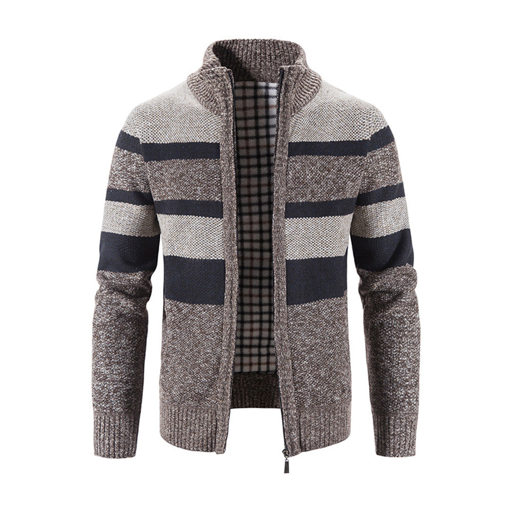 Men's Fashion Stripe Colorblock Sweater Cardigan Jacket