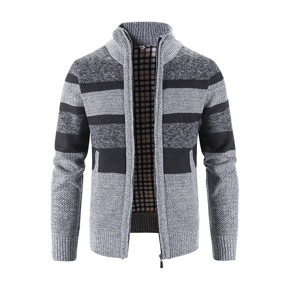 Men's Fashion Stripe Colorblock Sweater Cardigan Jacket