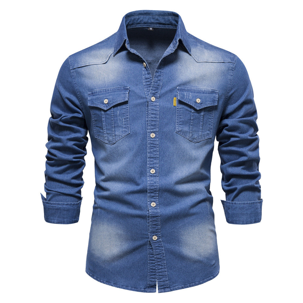 Classic Casual Men's Long Sleeve Denim Shirt