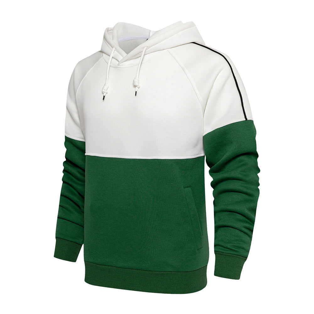 Men's New Two Tone Loose Simple Hooded Sweater