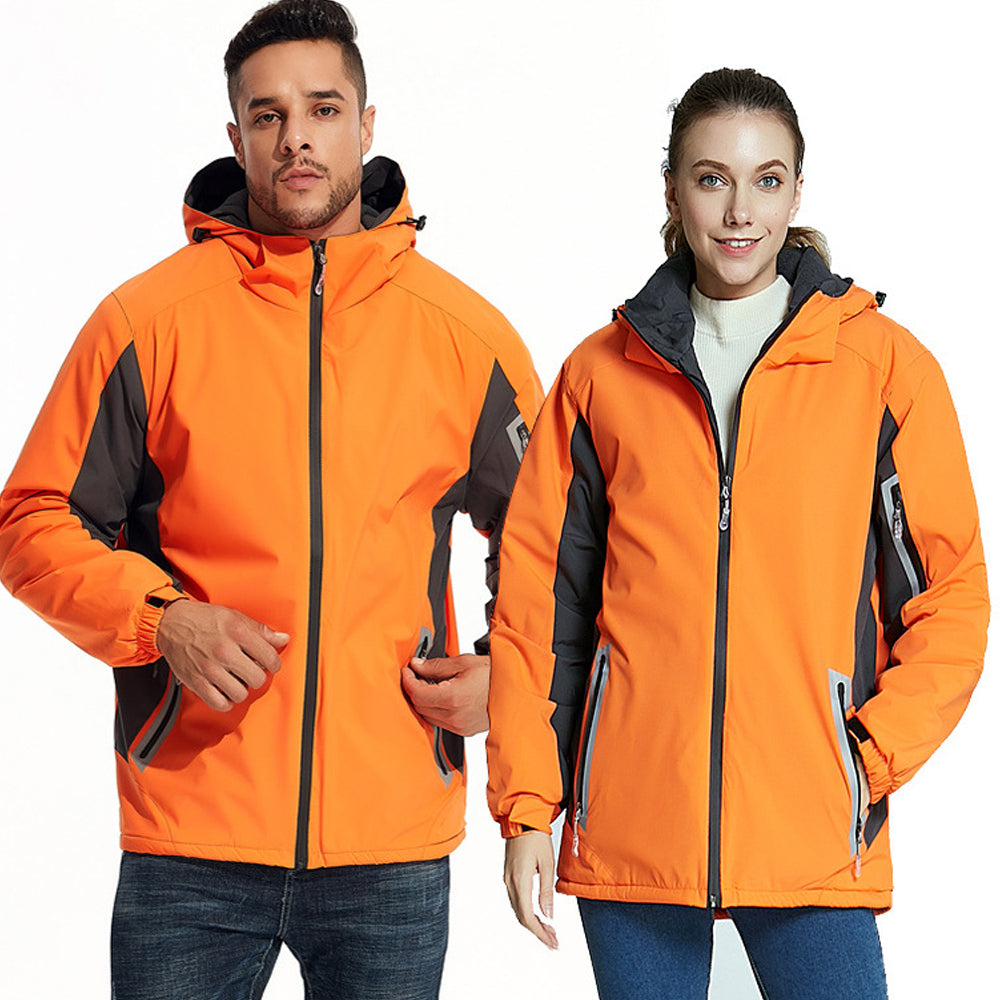 Couples style reflective warm outdoor hooded jacket