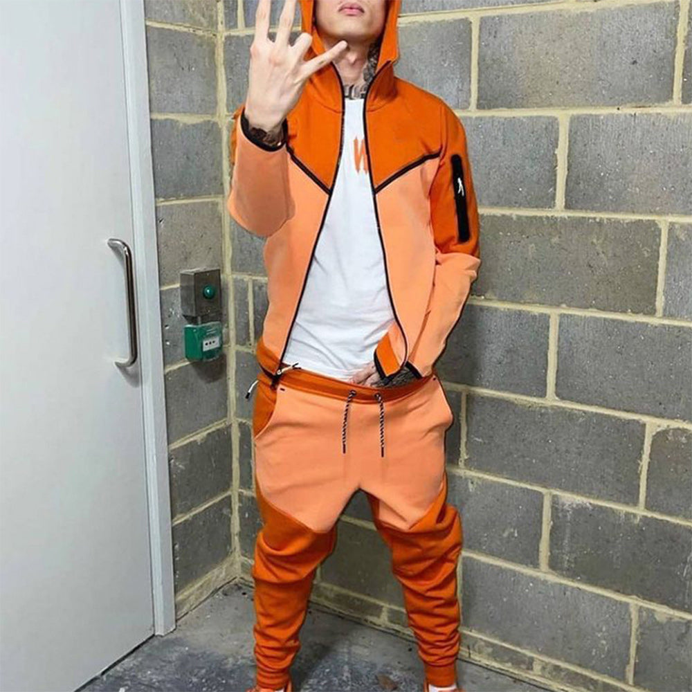 Men's Fashion Zipper Long Sleeve Trousers Set