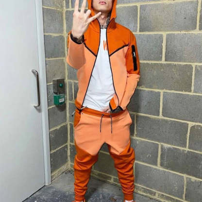 Men's Fashion Zipper Long Sleeve Trousers Set