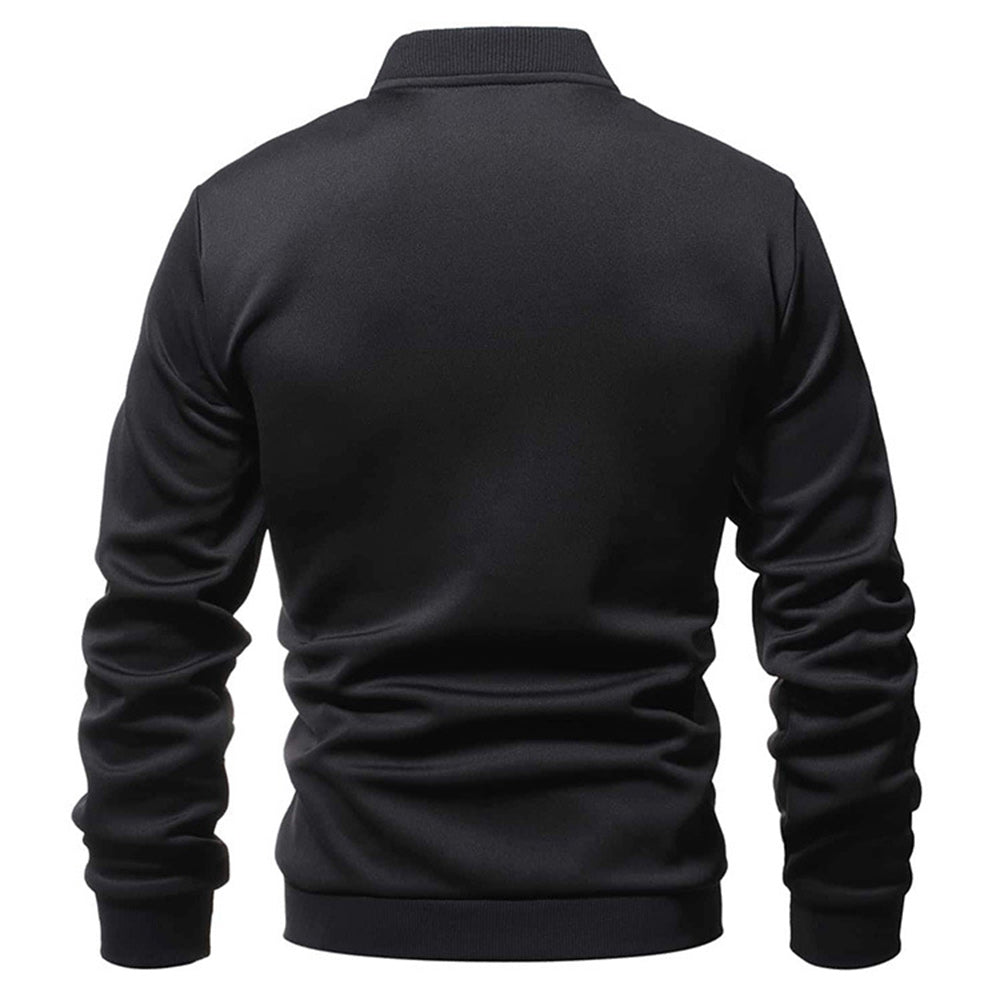Fashion Men's Black Stand Collar Versatile Jacket