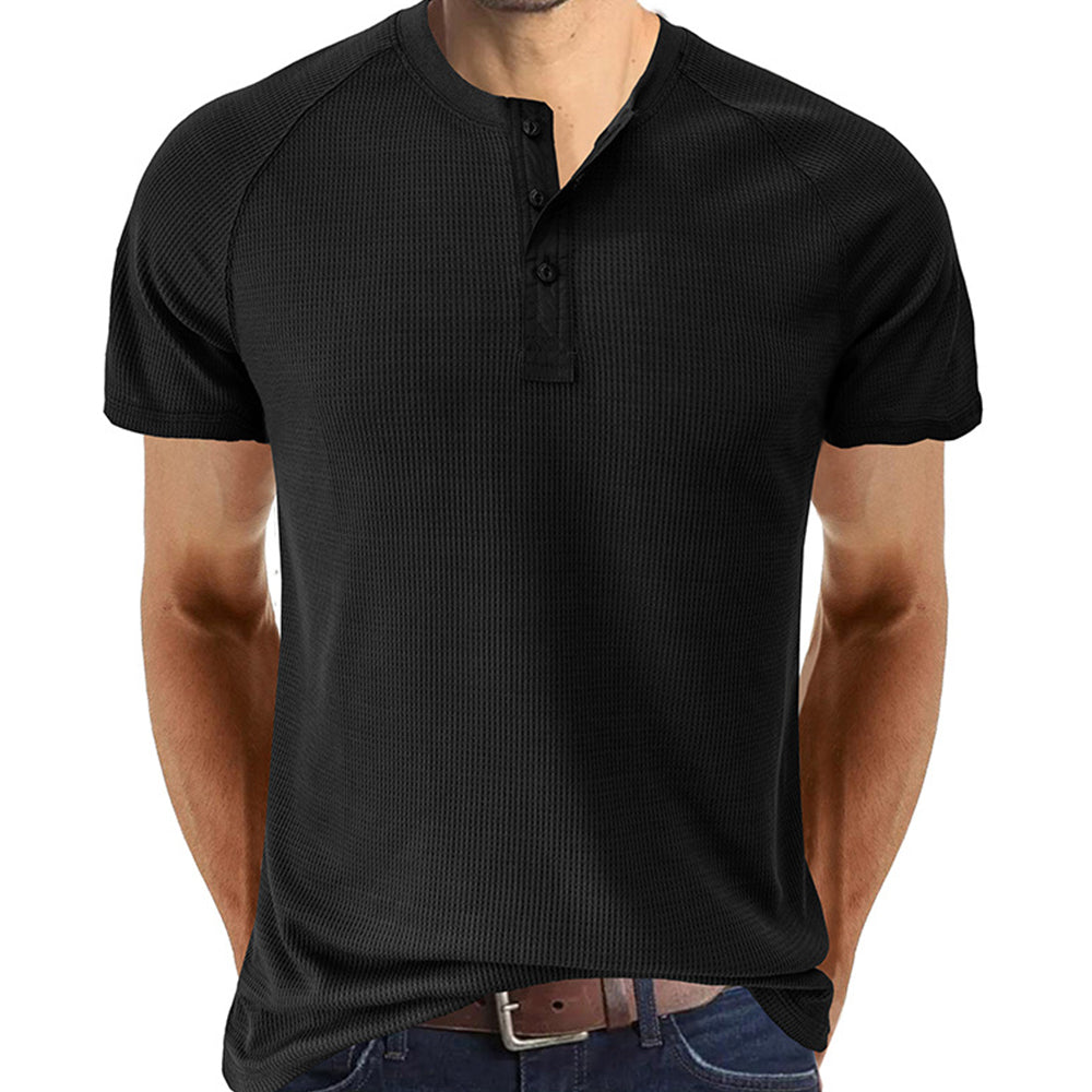 Waffle Button Raglan Men's Short Sleeve
