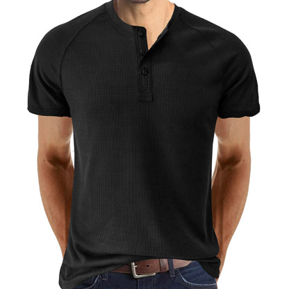 Waffle Button Raglan Men's Short Sleeve
