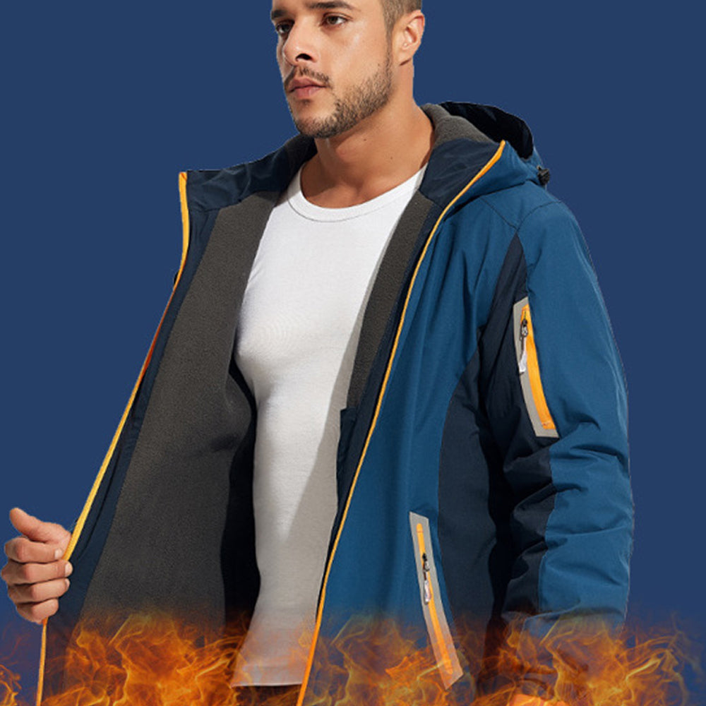 Couples style reflective warm outdoor hooded jacket