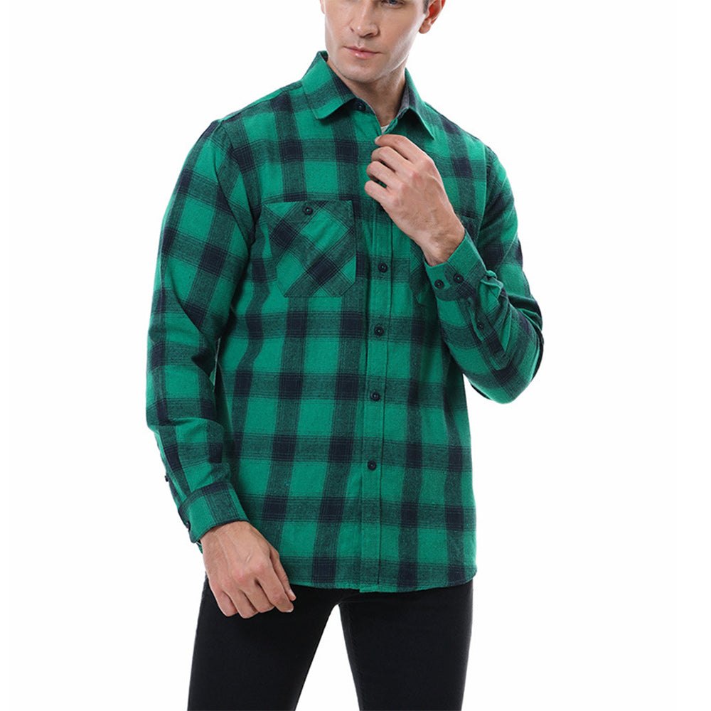Men's Casual Plaid Long Sleeve Shirt