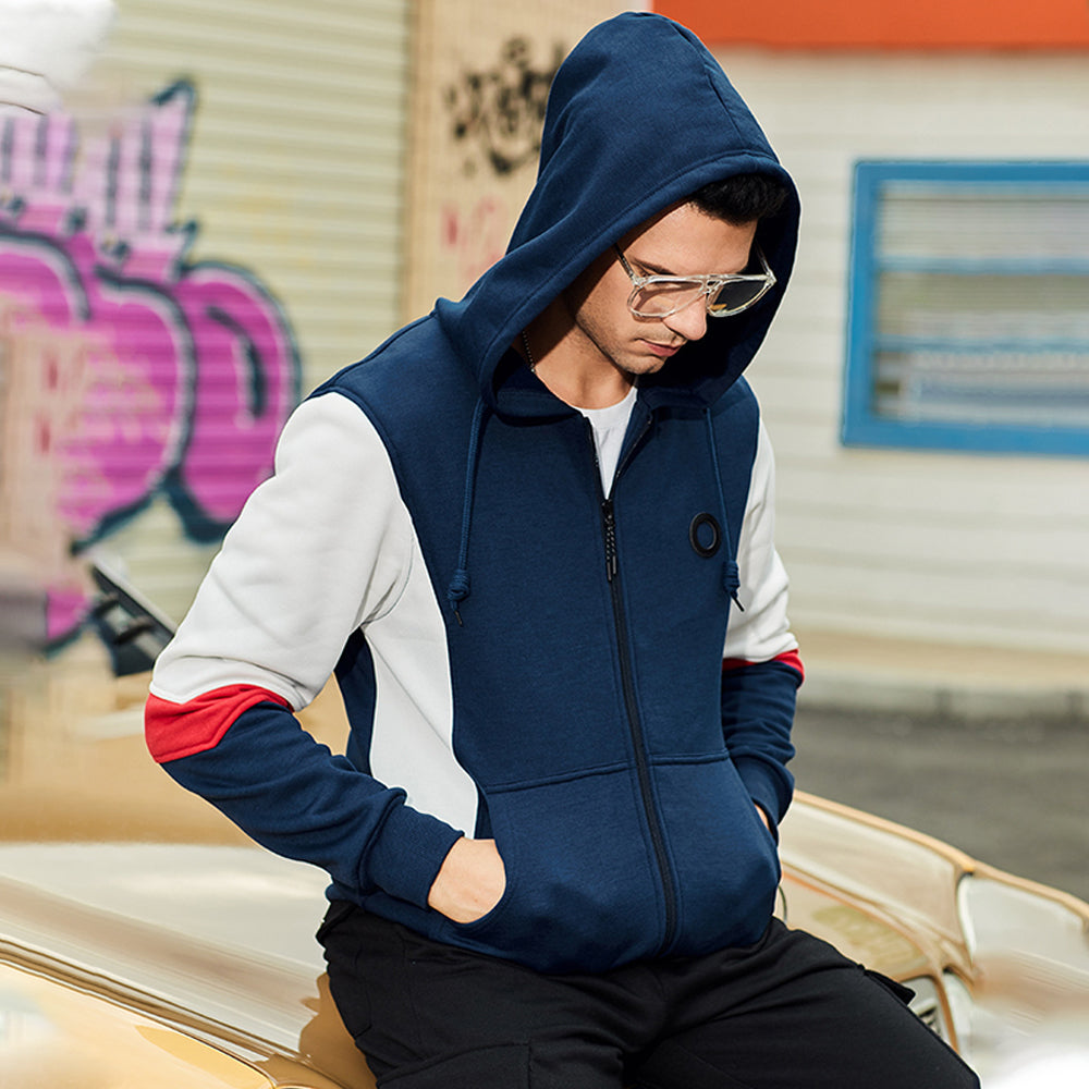 New Men's Fashion Colorblock Contrast Cardigan