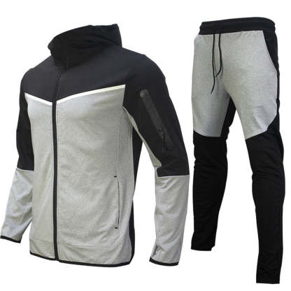 Men's Fashion Zipper Long Sleeve Trousers Set