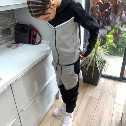 Men's Fashion Zipper Long Sleeve Trousers Set