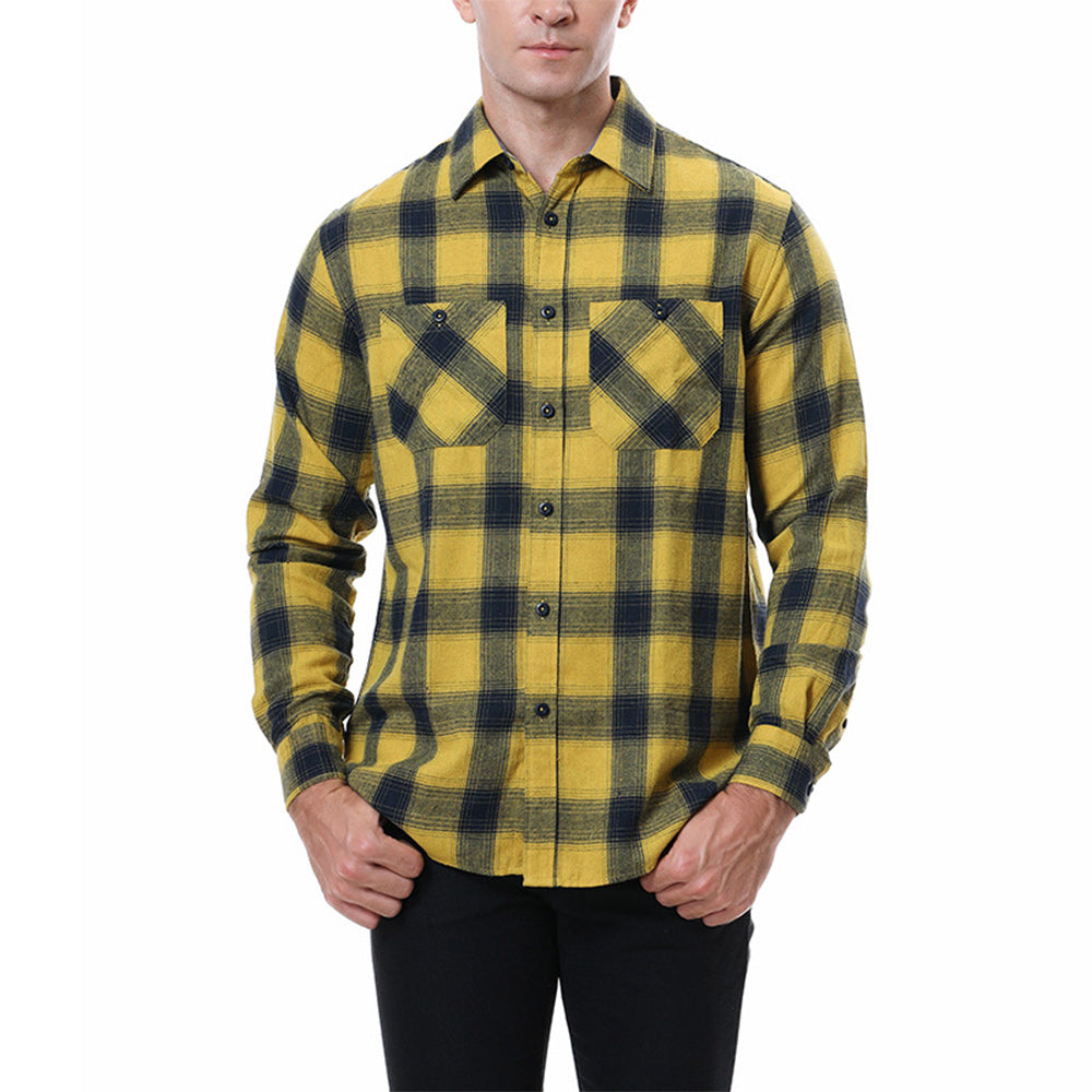 Men's Casual Plaid Long Sleeve Shirt
