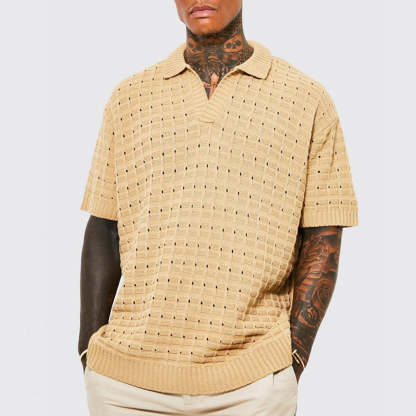 Men's knitted short-sleeve polo shirt