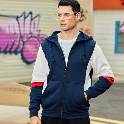 New Men's Fashion Colorblock Contrast Cardigan