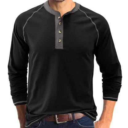 Men's Autumn and Winter Fashion Solid Color Raglan Long Sleeves