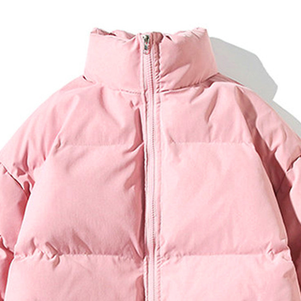 Men's Stand Collar Solid Color Fashion Padded Jacket