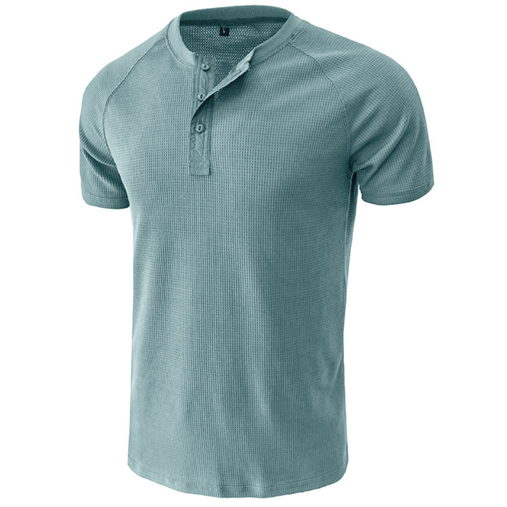Waffle Button Raglan Men's Short Sleeve
