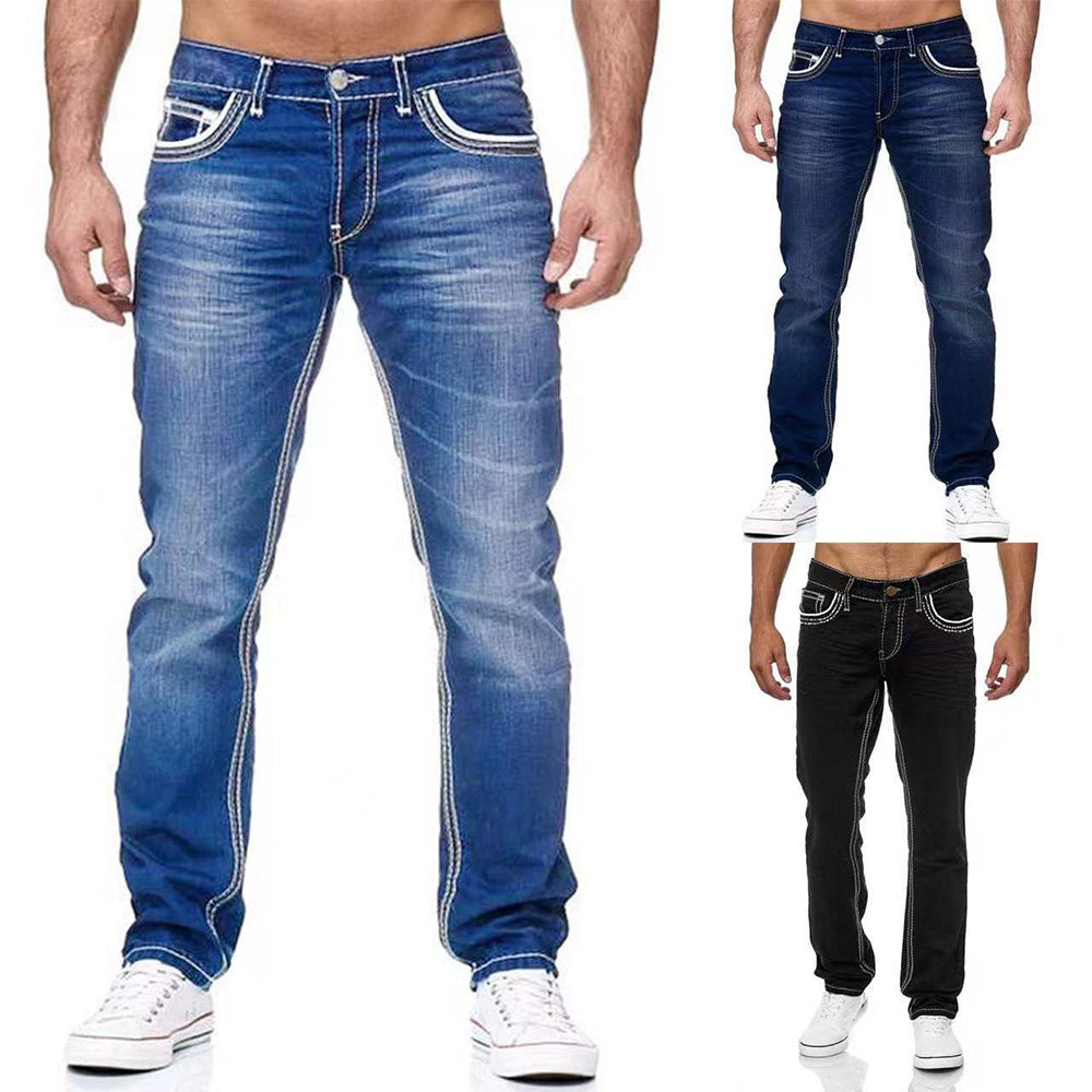 Men's Slim Fit Double Line Denim Trousers