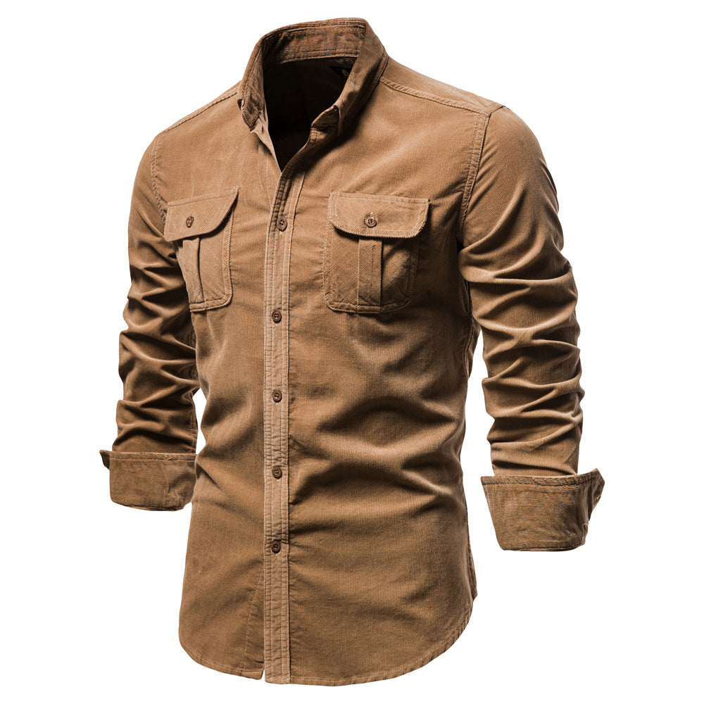 Diggetty Corduroy Men's Business Shirt Slim Fit Casual Shirt