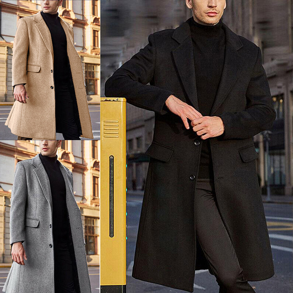 Men's Business Solid Color Casual British Style Coat