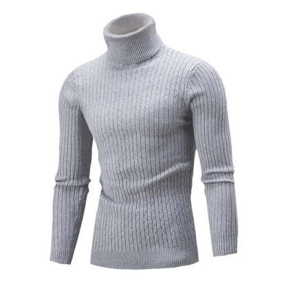 Autumn/Winter Men's Turtleneck Solid Color Knit Pullover Sweater