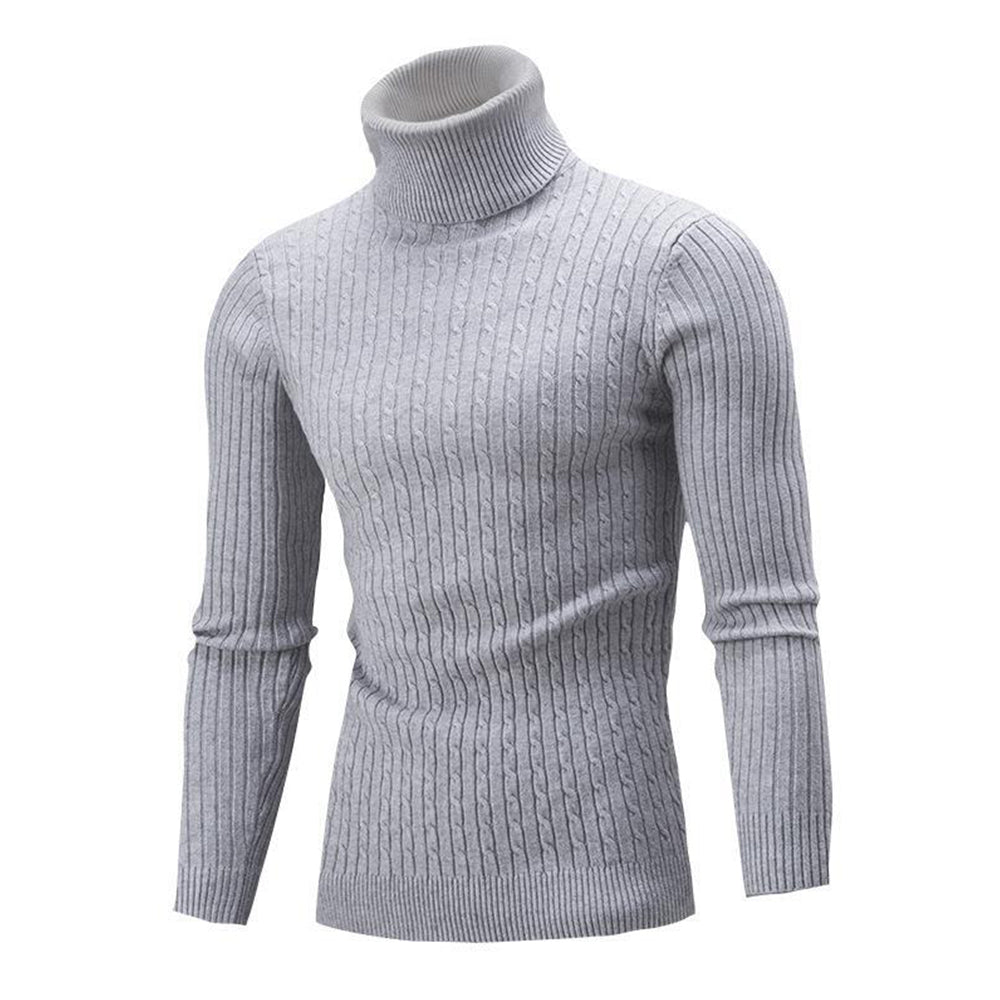 Autumn/Winter Men's Turtleneck Solid Color Knit Pullover Sweater
