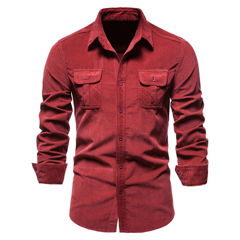 Corduroy Men's Business Shirt Slim Fit Casual Shirt