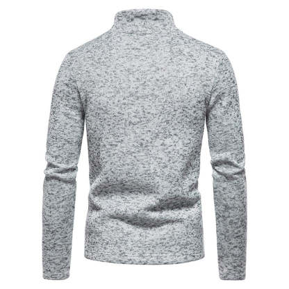 Men's Solid Color Zip Turtleneck Standing Collar Sweater