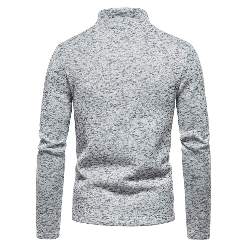 Men's Solid Color Zip Turtleneck Standing Collar Sweater