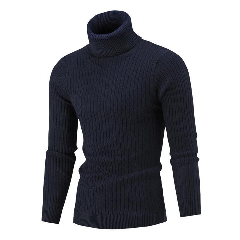Autumn/Winter Men's Turtleneck Solid Color Knit Pullover Sweater