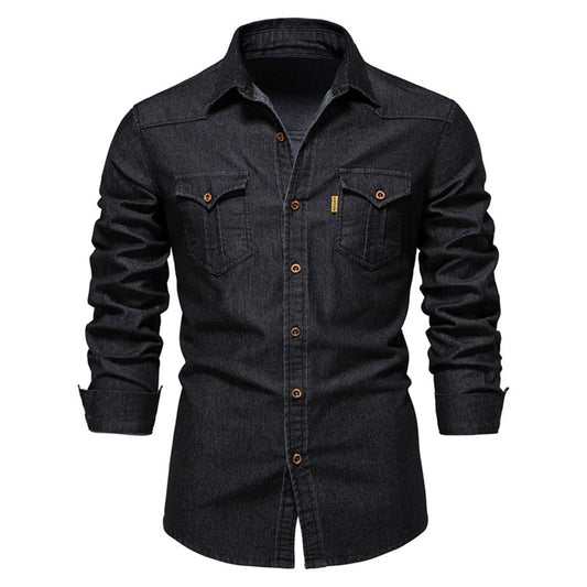 Classic Casual Men's Long Sleeve Denim Shirt