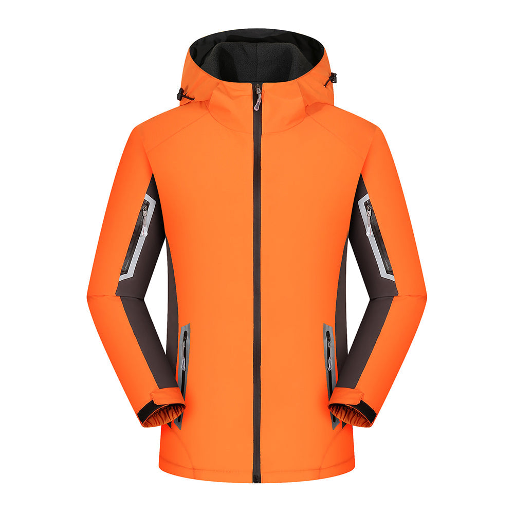 Couples style reflective warm outdoor hooded jacket