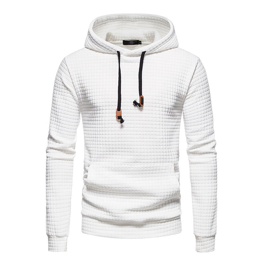 New Men's Fashion Check Casual Pocket Pullover Hoodie
