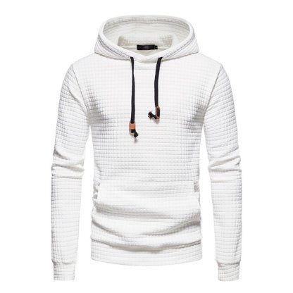 New Men's Fashion Check Casual Pocket Pullover Hoodie