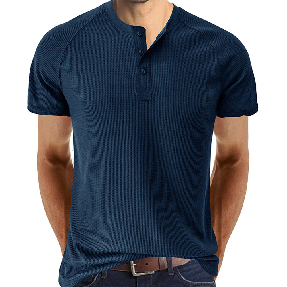 Waffle Button Raglan Men's Short Sleeve