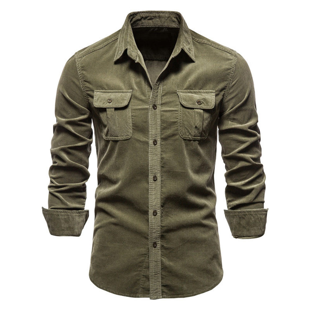 Corduroy Men's Business Shirt Slim Fit Casual Shirt