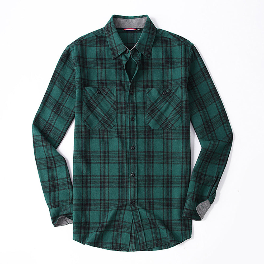 Diggetty Men's Casual Plaid Long Sleeve Shirt