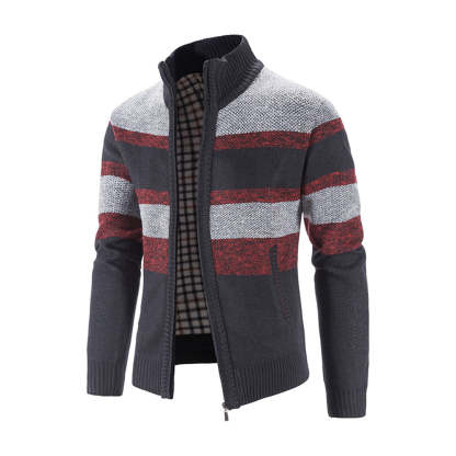 Men's Fashion Stripe Colorblock Sweater Cardigan Jacket
