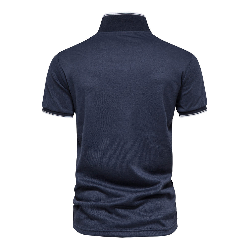New solid color v-neck men's business POLO shirt casual short-sleeved