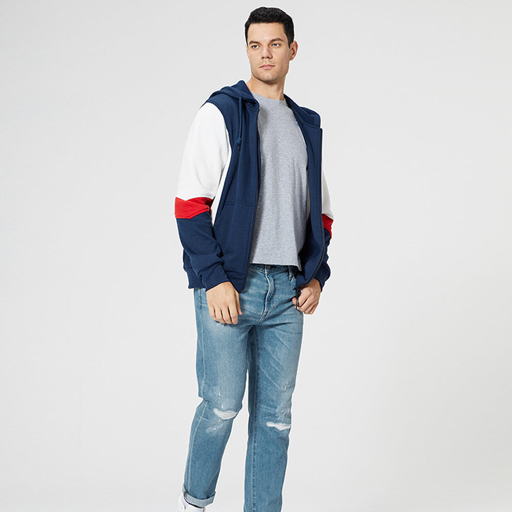 New Men's Fashion Colorblock Contrast Cardigan